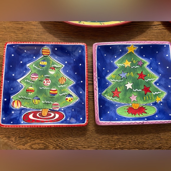 2 Square Christmas Plates for Santa’s Cookies - Picture 1 of 6